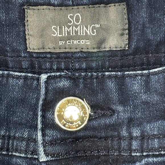 Chicos 00 Jeans Womens US Sz 2 Blue So Slimming Flared Mid Rise Dark Wash 27x29 - Picture 7 of 10